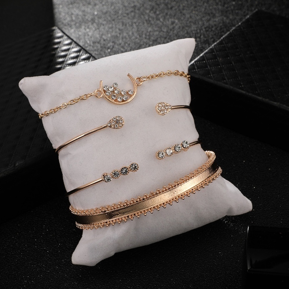 *AXELLE* 4-Pc Gold x Rhinestone Bracelet Set - Picture 11 of 13
